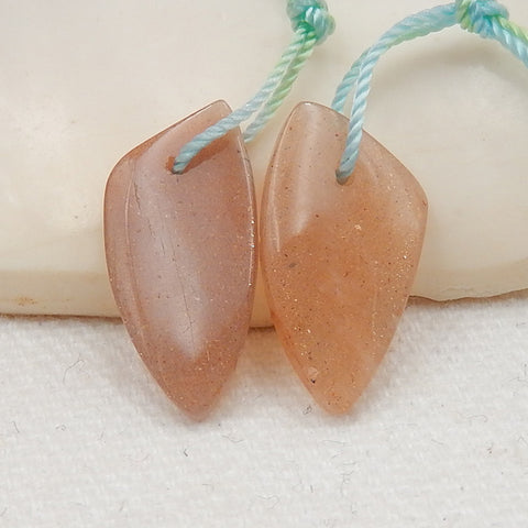 Sunstone Earrings Stone Pair, stone for earrings making, 12x10x3mm, 1.9g - MyGemGarden