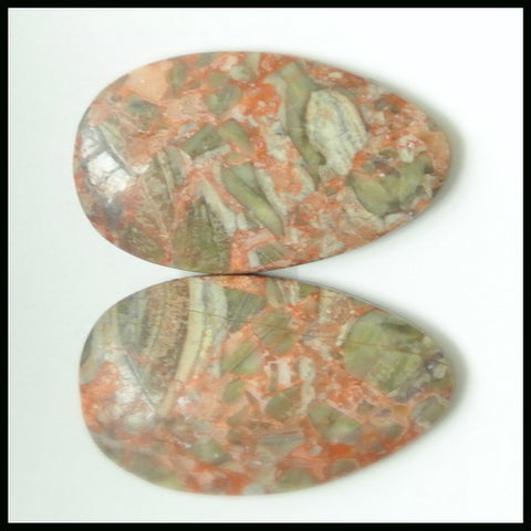 Gift From Natural Mushroom Jasper Cabochon Pair 25x15x3mm ,4.4g - MyGemGarden