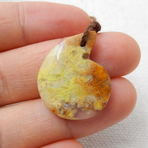 Natural Yellow Opal Pendant Bead 25x19x4mm, 2.2g