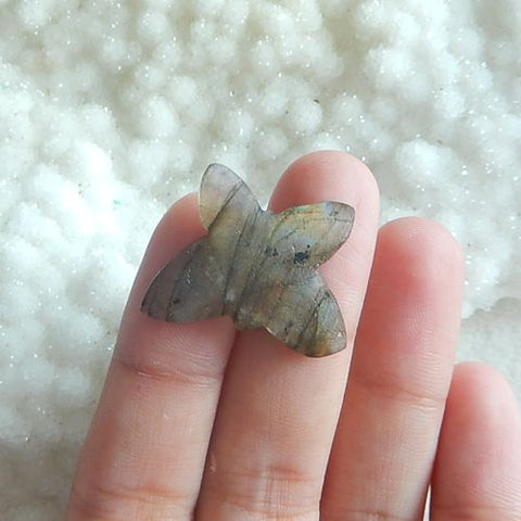 Carved Labradorite Beauty butterfly Cheap cabochon bead, 19x24x3mm, 2.92g - MyGemGarden