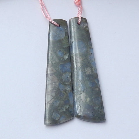 Natural blue sandstone Earrings Pair 45x12x4mm,7.3g - MyGemGarden