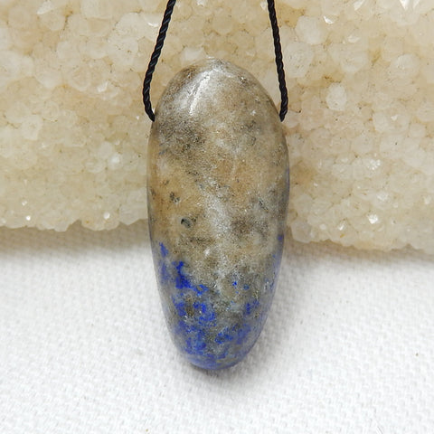 Natural Lapis Lazuli Drilled Gemstone Pendant Bead, 35x10x12mm, 10.7g - MyGemGarden