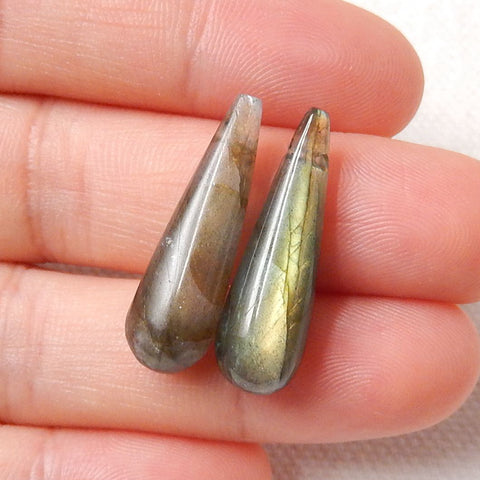 Labradorite Earrings Stone Pair, stone for earrings making, 24x8mm, 3.5g - MyGemGarden