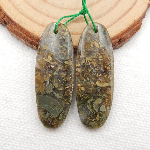 Ocean Jasper Earrings Stone Pair, stone for earrings making, 35x13x4mm, 6.4g - MyGemGarden