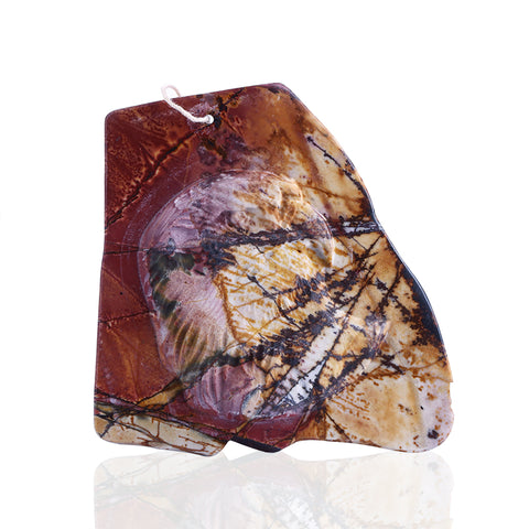 Carving Eagle Multi-Color Picasso Jasper Gemstone Pendant Beads 65x64x8mm, 39.8g - MyGemGarden