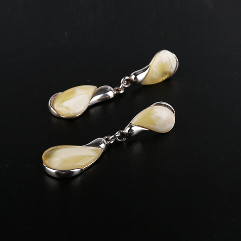 Hot Sale 925 Silver with Natural Amber Gemstone Earrings 6.6g - MyGemGarden