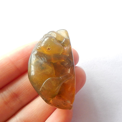 Art of Work Carved Yellow Opal Tiger Ornament, 44x25x15mm, 16.1g - MyGemGarden