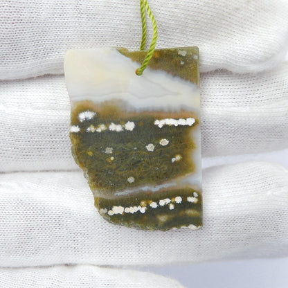 Ocean Jasper Gemstone Natural Pendant Bead, 32x24x3mm, 5.07g - MyGemGarden