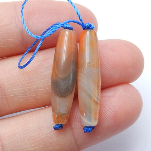 Natural Agate Earrings Pair, stone for Earrings making, 24x6mm, 2.7g - MyGemGarden