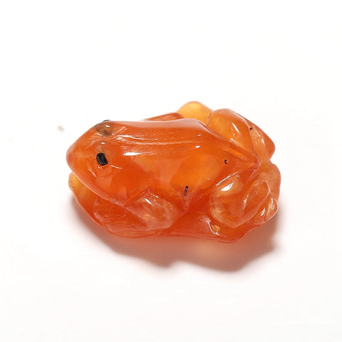 Hot !! Natural Red Agate Carved Frog Cabochon, 26x22x12mm, 7.6g - MyGemGarden