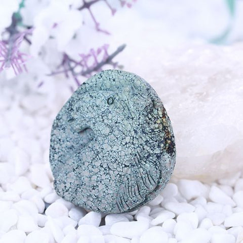 New Wild Turquoise Carved Horse Head Gemstone Cabochon, 40x40x8mm, 20g - MyGemGarden