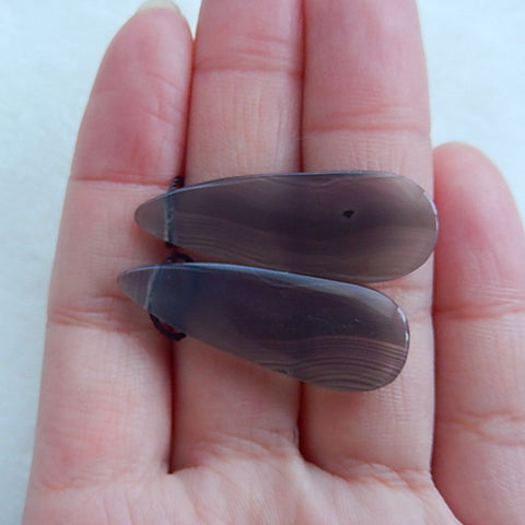 Agate Gemstone Natural Earrings Pair, 35x13x4mm,6.36g - MyGemGarden