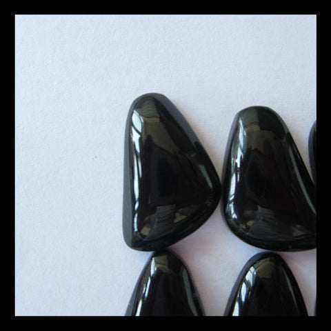 12 PCS Black Agate Cabochon 19x12x5mm,17x11x5mm,20.1g - MyGemGarden