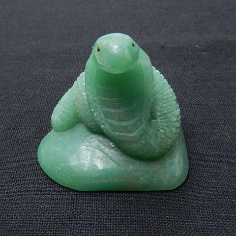 New, Carved Green Aventurine Gemstone snake Ornament, 55x54x48mm, 107.2g - MyGemGarden