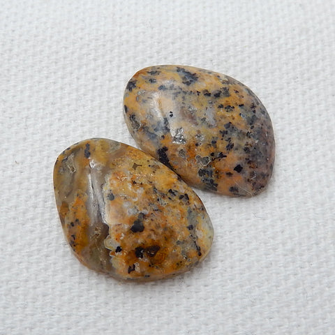 Natural petrified wood opal Gemstone Cabochon Pair, 20x14x5mm, 3.4g - MyGemGarden