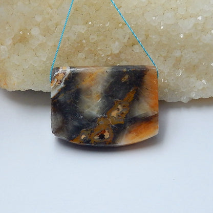 Natural Amazonite Drilled Gemstone Pendant Bead, 39x30x11mm, 25.6g - MyGemGarden