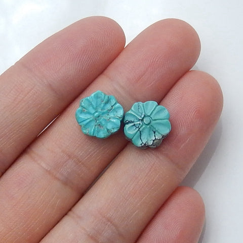 2pcs Natural Turquoise Gemstone Cabochons, 10x5mm, 1.6g - MyGemGarden