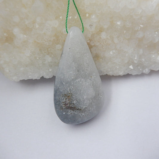 Drusy Quartz Gemstone Natural Pendant Bead, 41x22x16mm, 15.7 - MyGemGarden