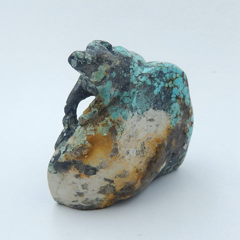 Handmade Carved Turquoise bull Cabochon, Animal Gemstone Decoration, 54x52x28mm, 79.3g - MyGemGarden