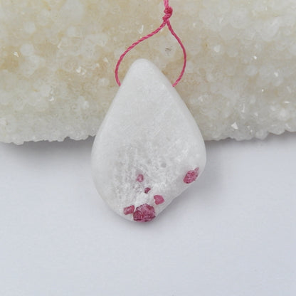 Ruby Gemstone Natural Pendant Bead, 38x28x12mm, 18.0g - MyGemGarden