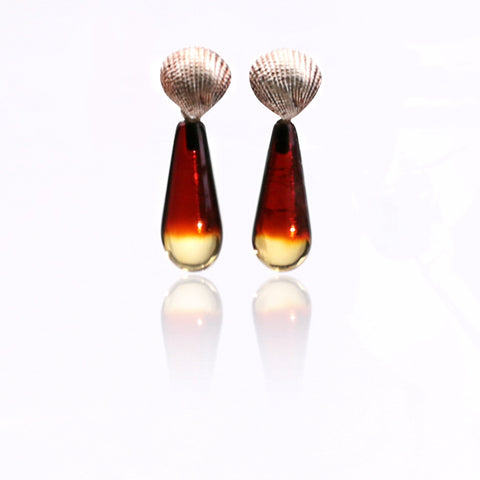 New Design Hot Sale 925 Silver with Natural Amber Gemstone Earrings 4.3g - MyGemGarden