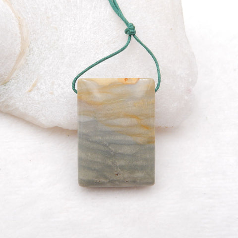 Natural Ocean Jasper Pendant Bead 21X35X9mm, 18.2g