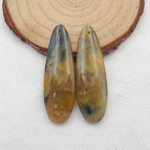 Teardrop Yellow Opal Earrings Stone Pair, stone for earrings making, 43x14x5mm, 9.9g