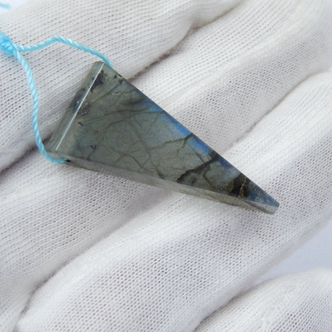 Labradorite Gemstone Natural Pendant Bead, 33x15x6mm, 4.3g - MyGemGarden