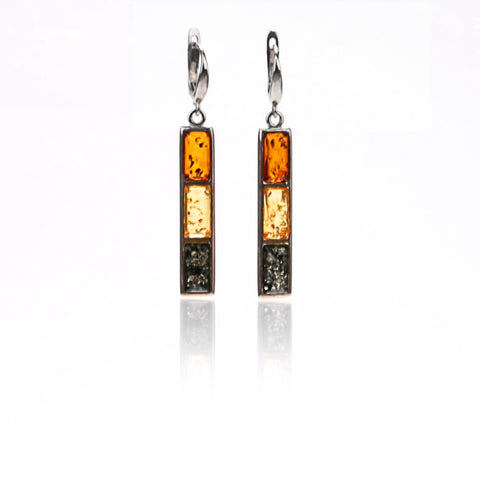 New Design Hot Sale 925 Silver with Natural Amber Gemstone Earrings 6.4g - MyGemGarden