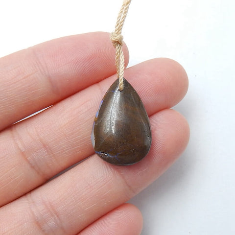 Natural Boulder opal Drilled Teardrop Gemstone Pendant Bead, 21x14x6mm, 2.1g - MyGemGarden