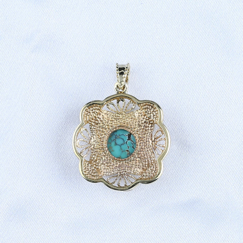 Natural Gemstone Turquoise ,Lapis Lazuli Copper Pendant