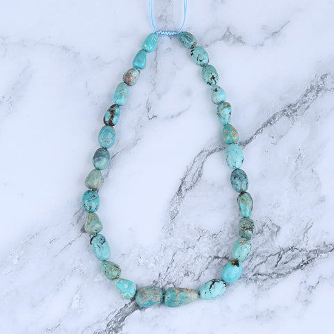 Natural Turquoise Necklace, Turquoise Bead Strands Handmade Gemstones, Adjustable Necklace, 1 Strand, 16-20 inch, 46.9g