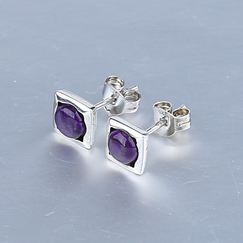 Natural Sugilite Gemstone Earrings with 925 Sterling Silver Accessories 14x7mm, 1.4g