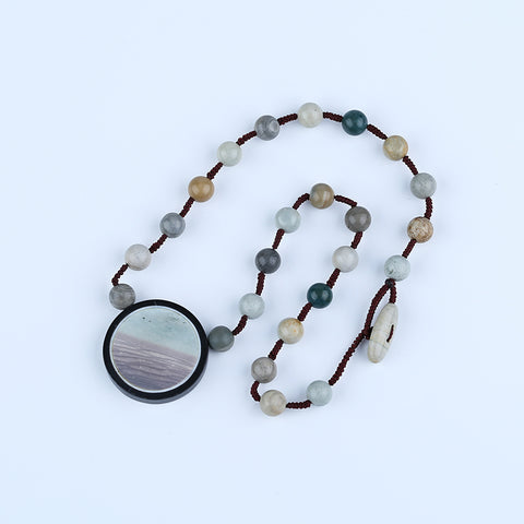 Natural Ocean Jasper, Obsidian Gemstone Necklace