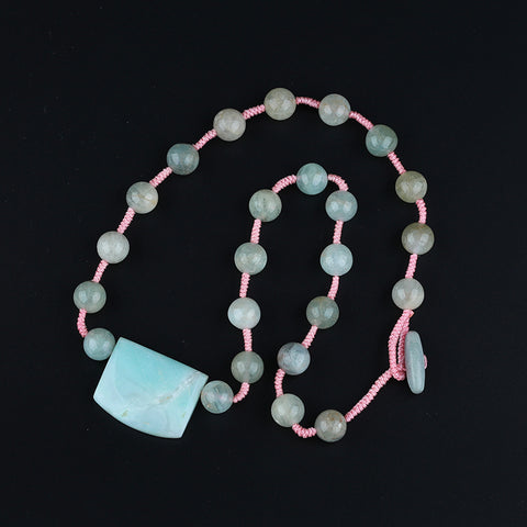 Natural Amazonite,Blue Aquamarine Gemstone Necklace