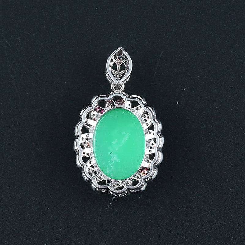 Natural Chrysoprase Gemstone Earrings with 925 Sterling Silver
