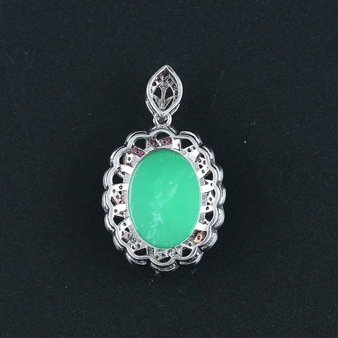 Natural Chrysoprase Gemstone Earrings with 925 Sterling Silver Accessories 21*15mm(stone size), 39*23*13, 9g