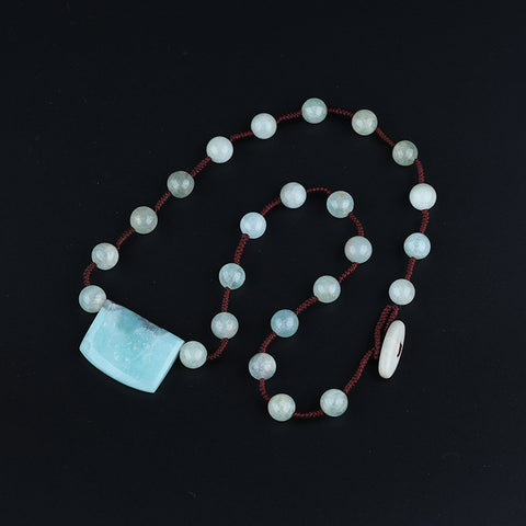 Natural Amazonite,Blue Aquamarine Gemstone Necklace