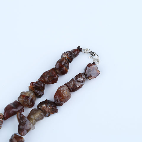 Raw Gemstone Necklaces, Fire Agate Gemstone Necklace, 1 Strand, 22 inch, 76g