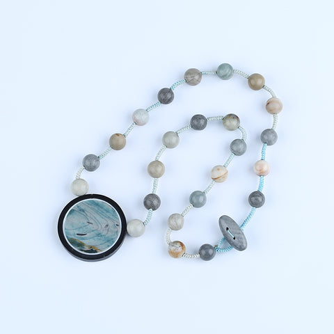 Natural Ocean Jasper, Obsidian Gemstone Necklace