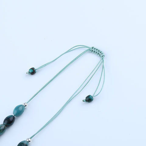 Natural Chrysocolla Gemstone Necklaces, Chrysocolla Pendant Necklace, Adjustable Necklace, 1 Strand, 22-30 inch, 126g