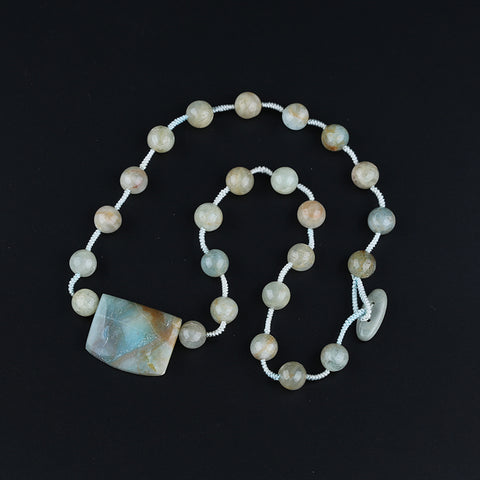 Natural Amazonite,Blue Aquamarine Gemstone Necklace