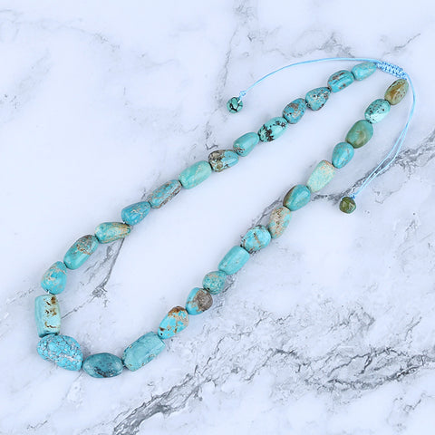 Natural Turquoise Necklace, Turquoise Bead Strands Handmade Gemstones, Adjustable Necklace, 1 Strand, 16-20 inch, 42.5g