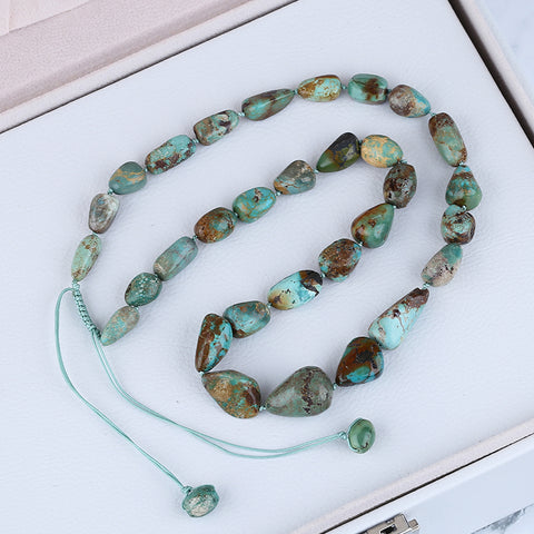 Natural Turquoise Necklace, Turquoise Bead Strands Handmade Gemstones, Adjustable Necklace, 1 Strand, 20-26 inch, 57.5g