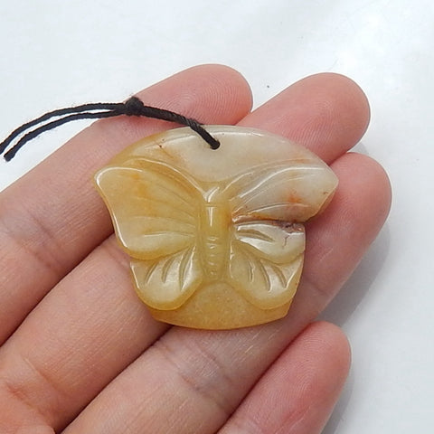 New Arrival Amazonite Carved butterfly Pendant Bead, 35x30x5mm, 8.3g - MyGemGarden