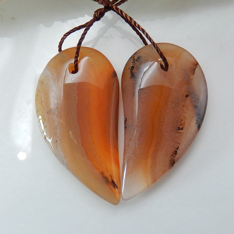 Natural Agate Drilled Earrings Pair, stone for Earrings making, 29x15x5mm, 6.6g - MyGemGarden