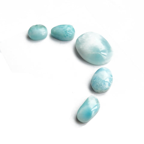 Custome Freedom Larimar Cabochon Pairs 21x16x7mm, 10x10x5mm, 7.4g - MyGemGarden