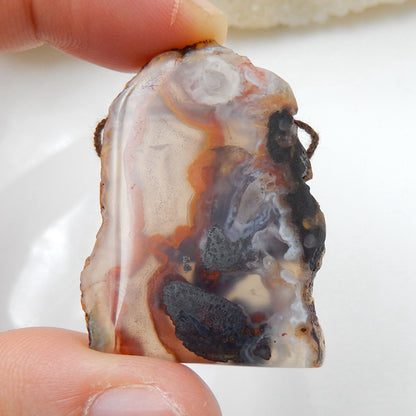 Natural Agate Gemstone Pendant, Natural Stone, 37x27x6mm, 11.6g - MyGemGarden