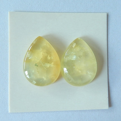 Natural Prehnite Gemstone Cabochon Pair,20x15x5mm,4g - MyGemGarden