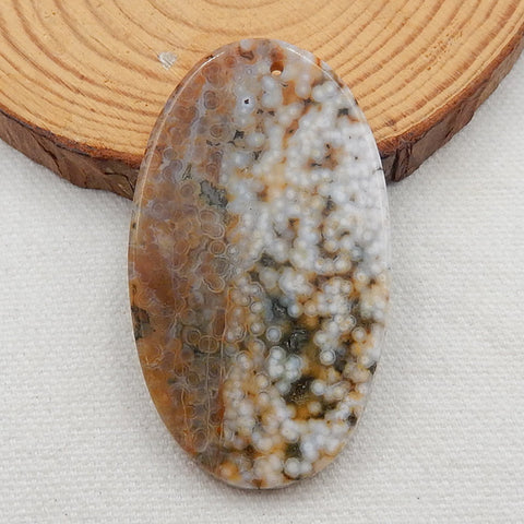 Oval Pendant beads Natural Ocean Jasper Mermaid Pendant Carve, stone for jewelry making, 56x33x8mm, 20g - MyGemGarden